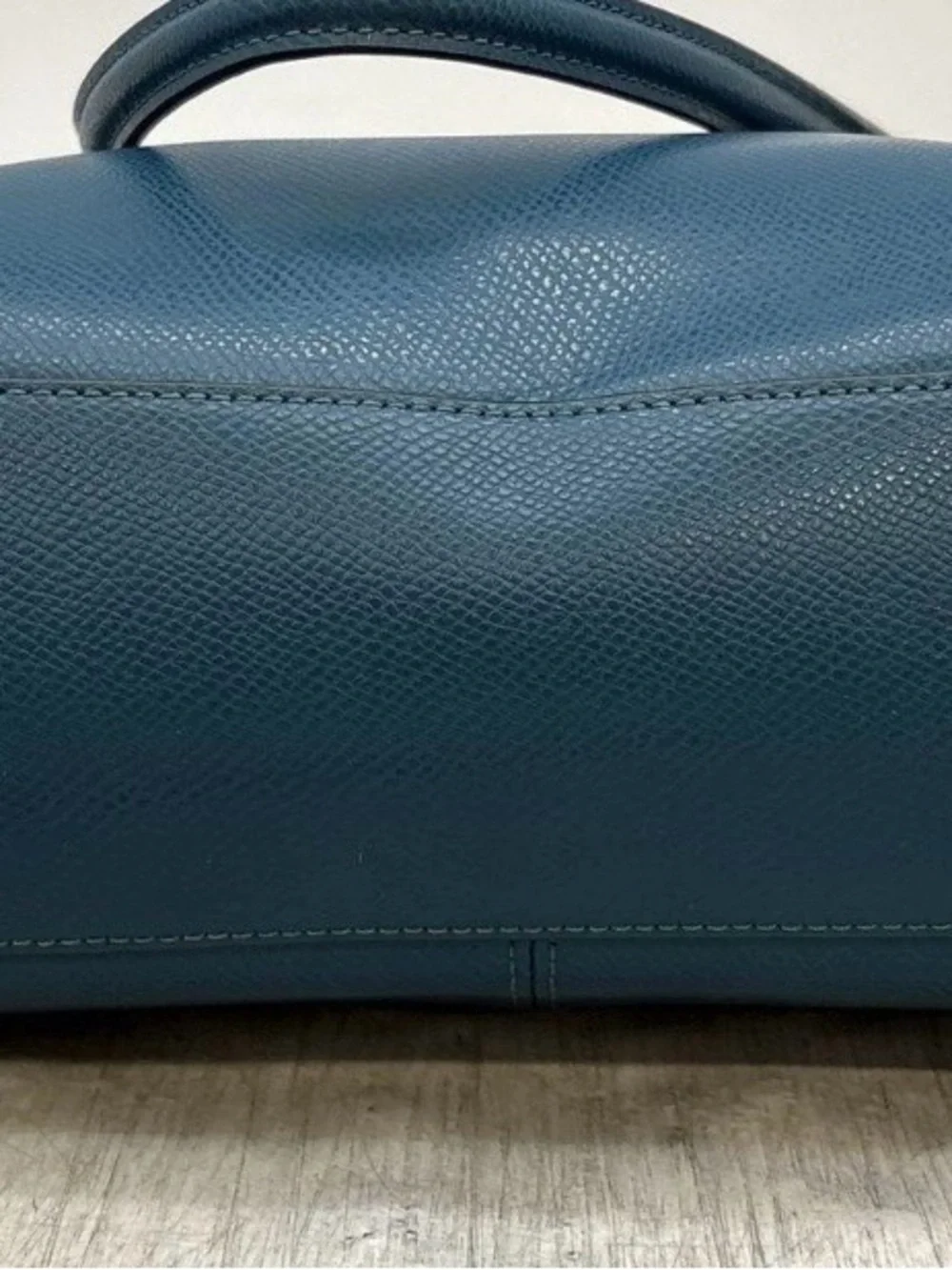 Coach Pebbled Leather Satchel in Deep Teal with Gold Hardware